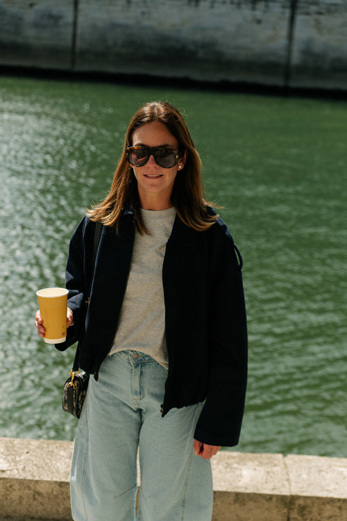 Aurora suede jacket navy