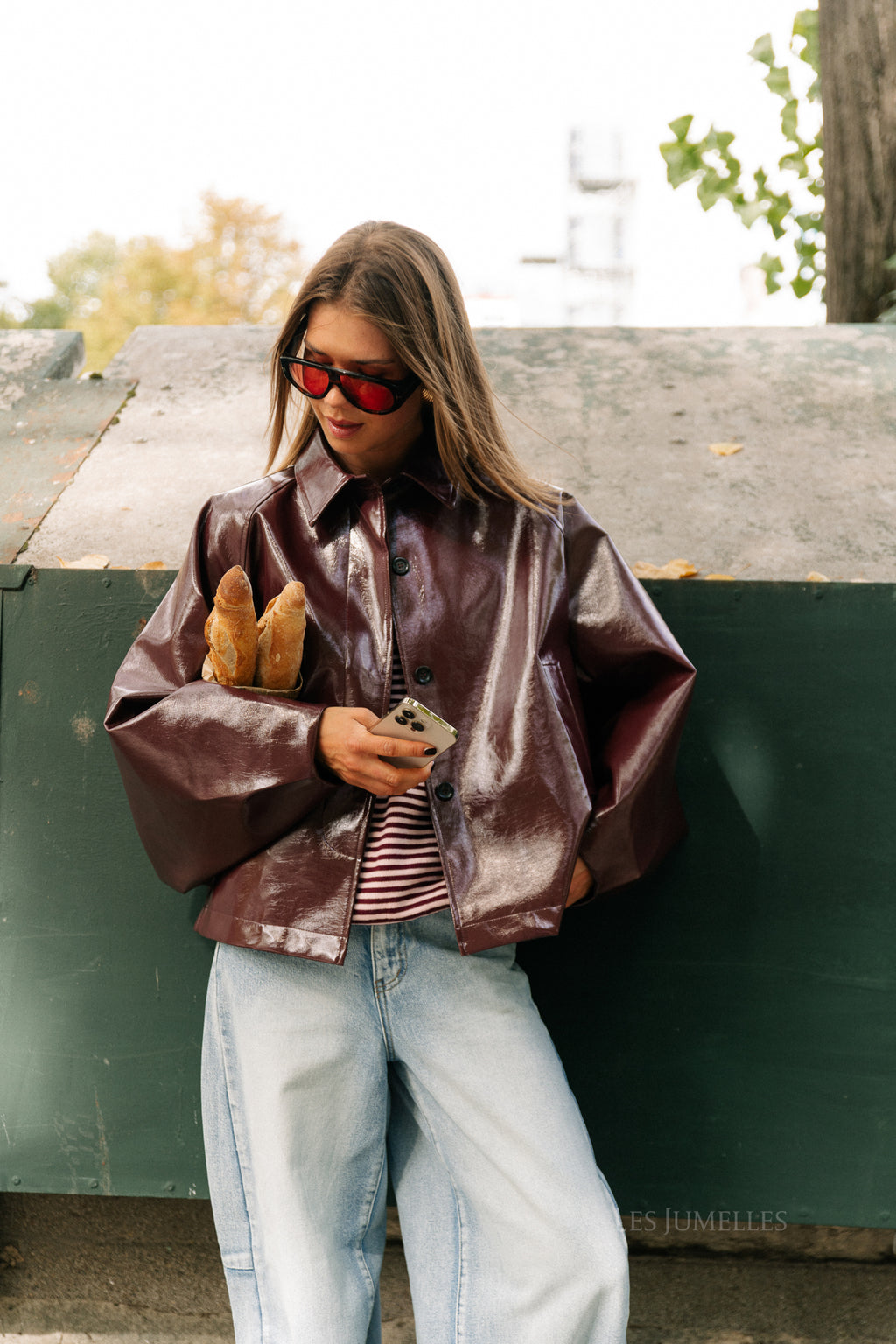 Jodie PU jacket burgundy
