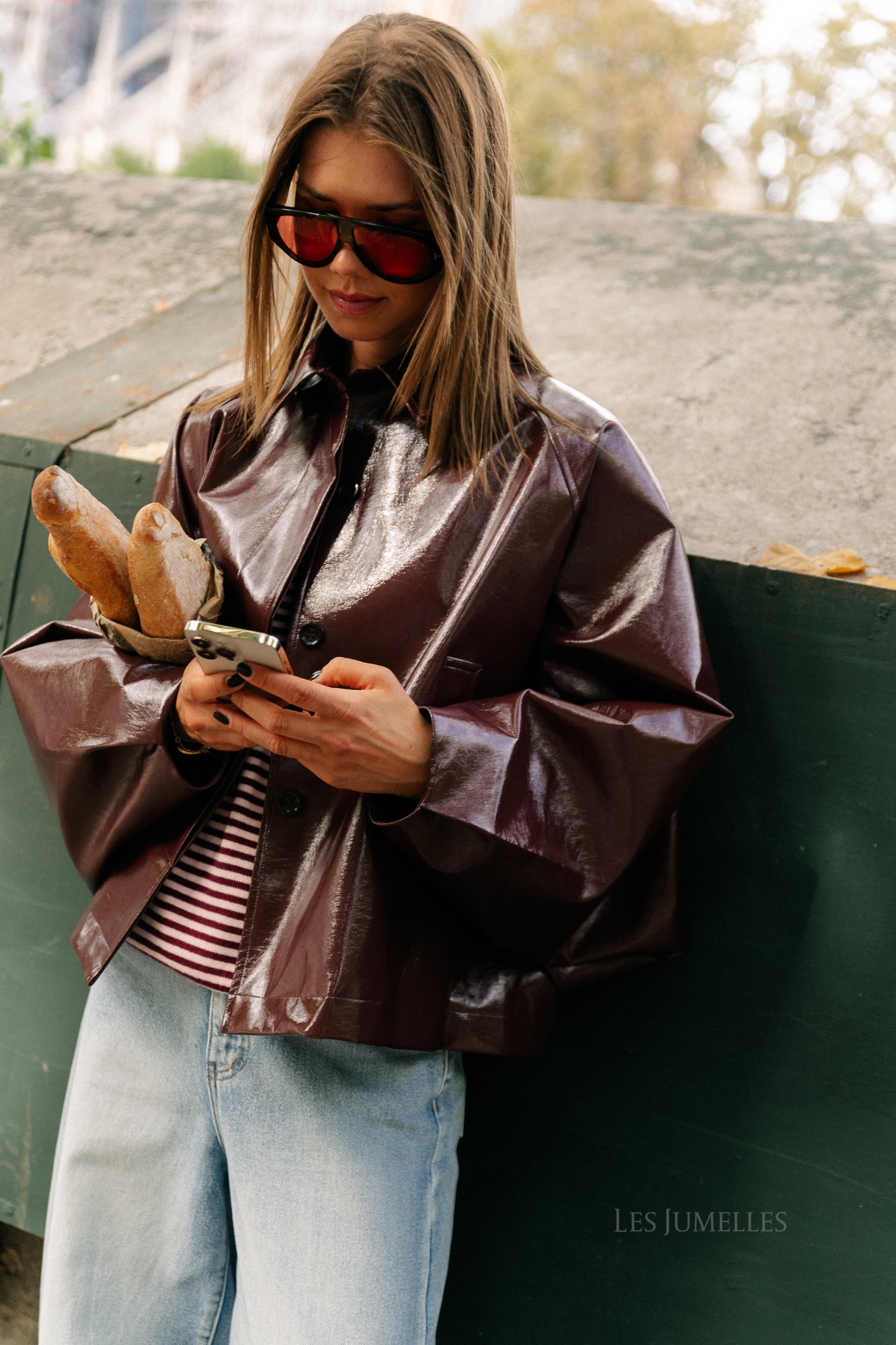 Jodie PU jacket burgundy