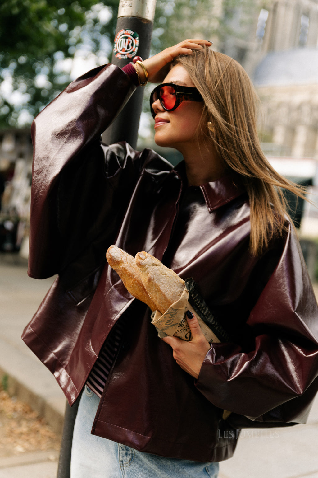 Jodie PU jacket burgundy
