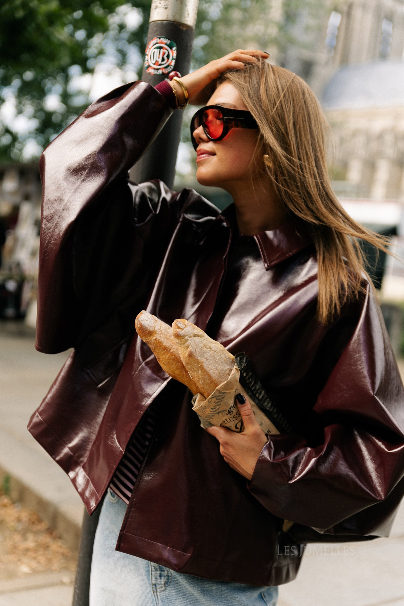 Jodie PU jacket burgundy