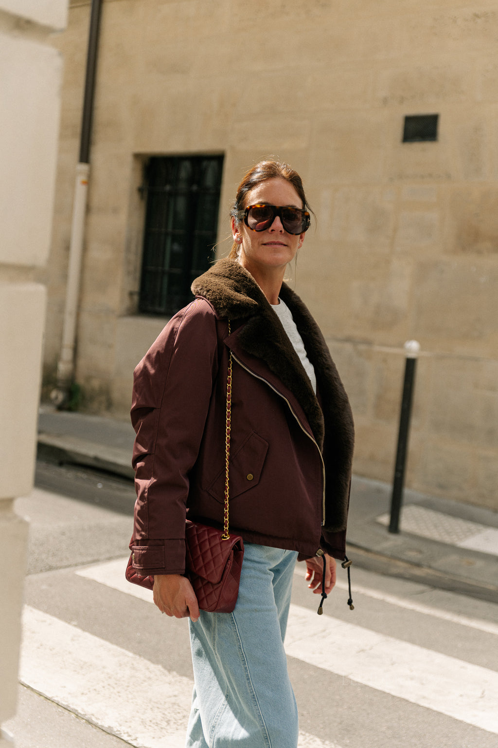 Laurie aviator jacket aubergine