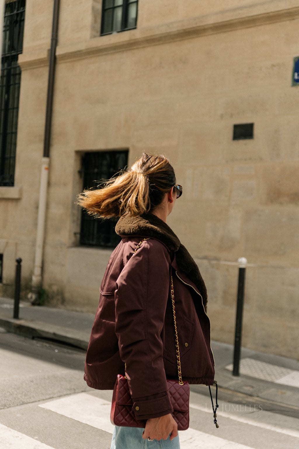 Laurie aviator jacket aubergine