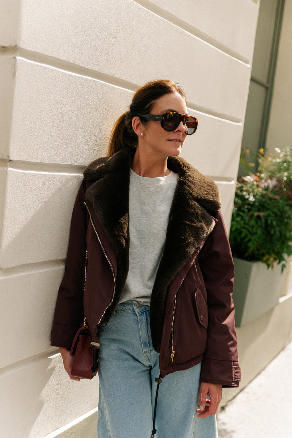 Laurie aviator jacket aubergine