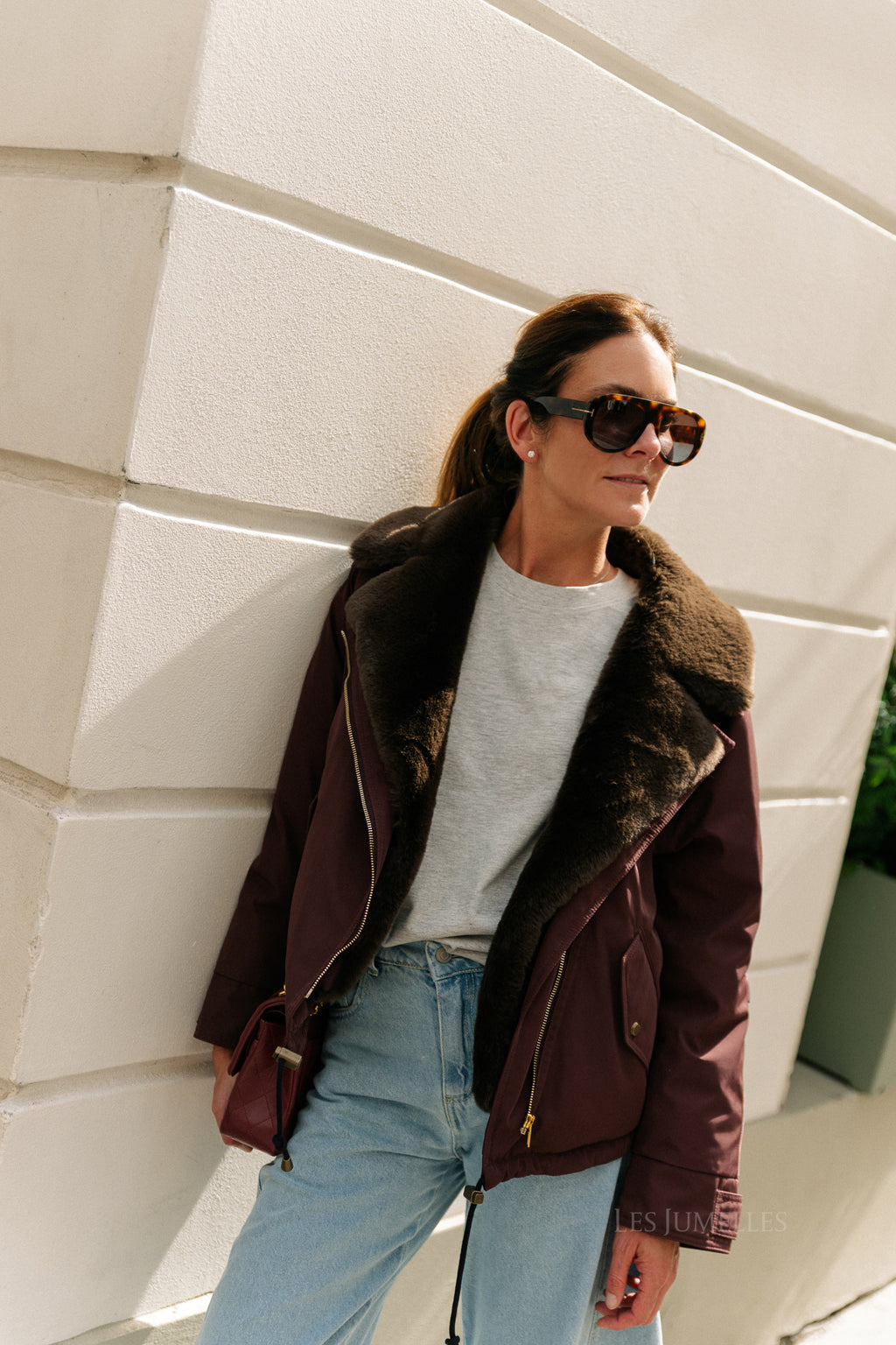 Laurie aviator jacket aubergine
