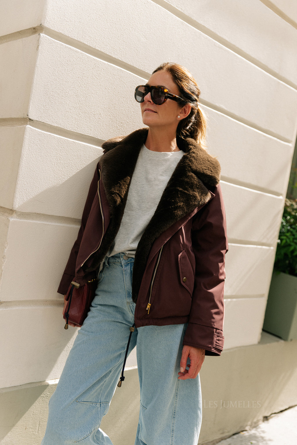 Laurie aviator jacket aubergine