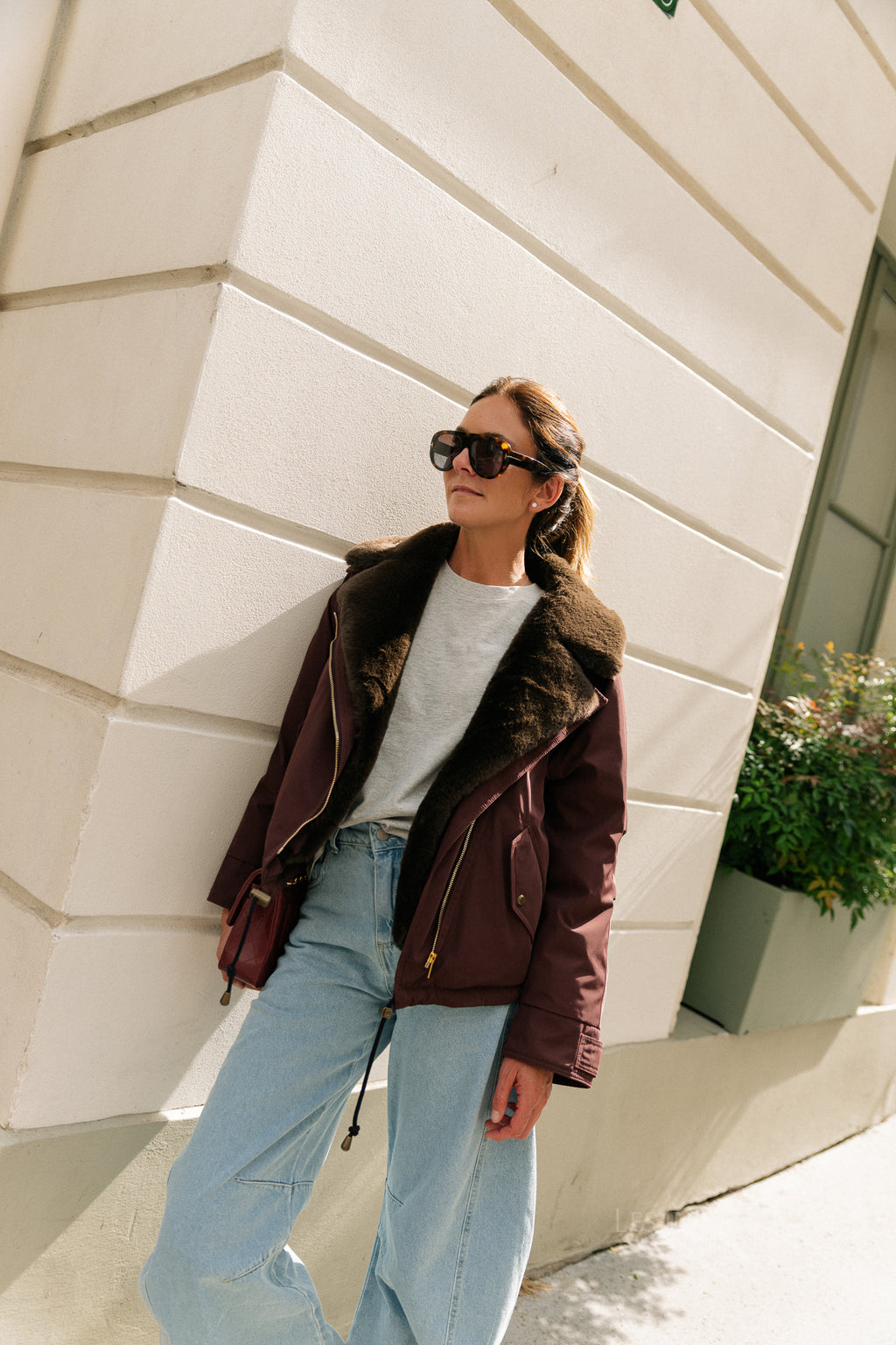 Laurie aviator jacket aubergine