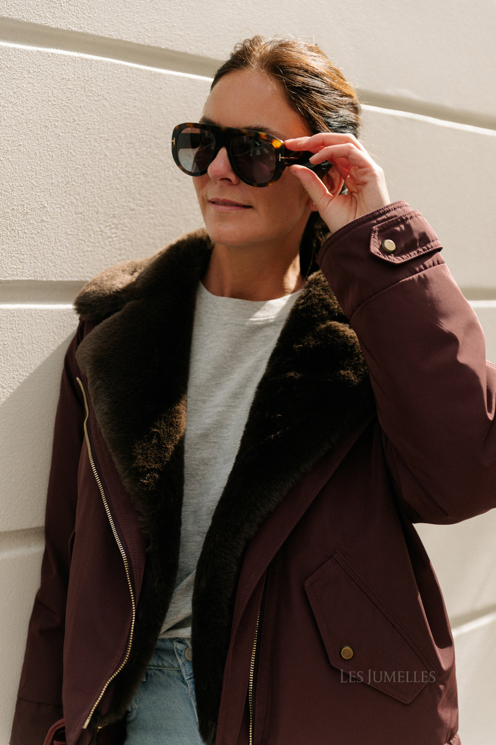 Laurie aviator jacket aubergine