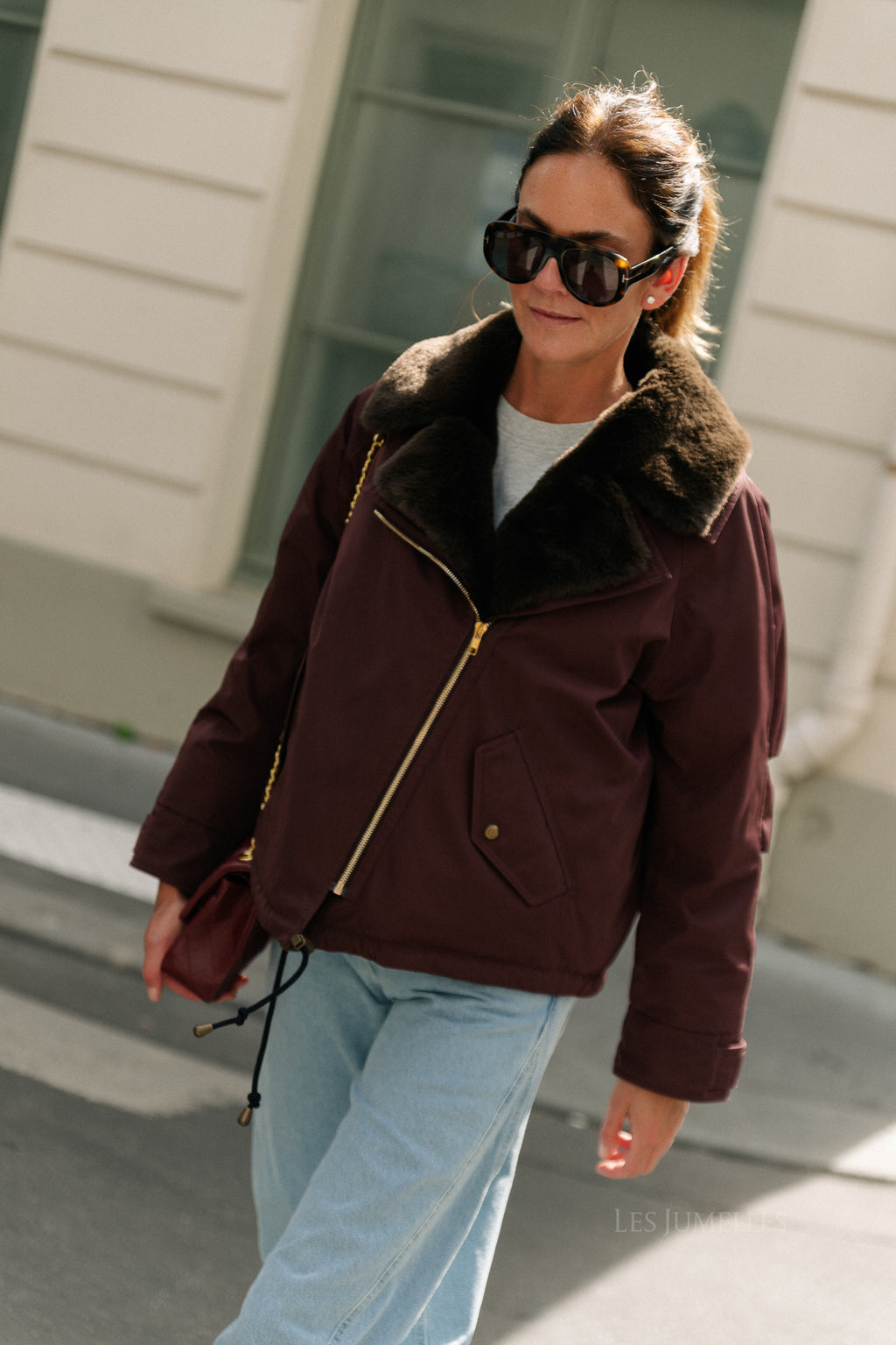 Laurie aviator jacket aubergine