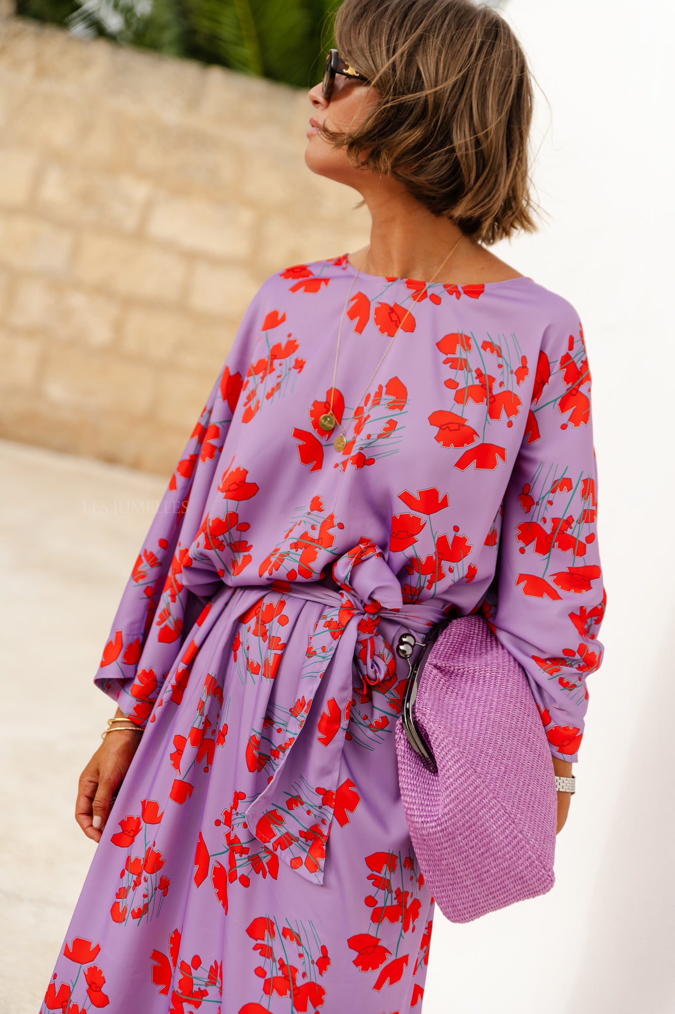 Viola lange jurk met print lila