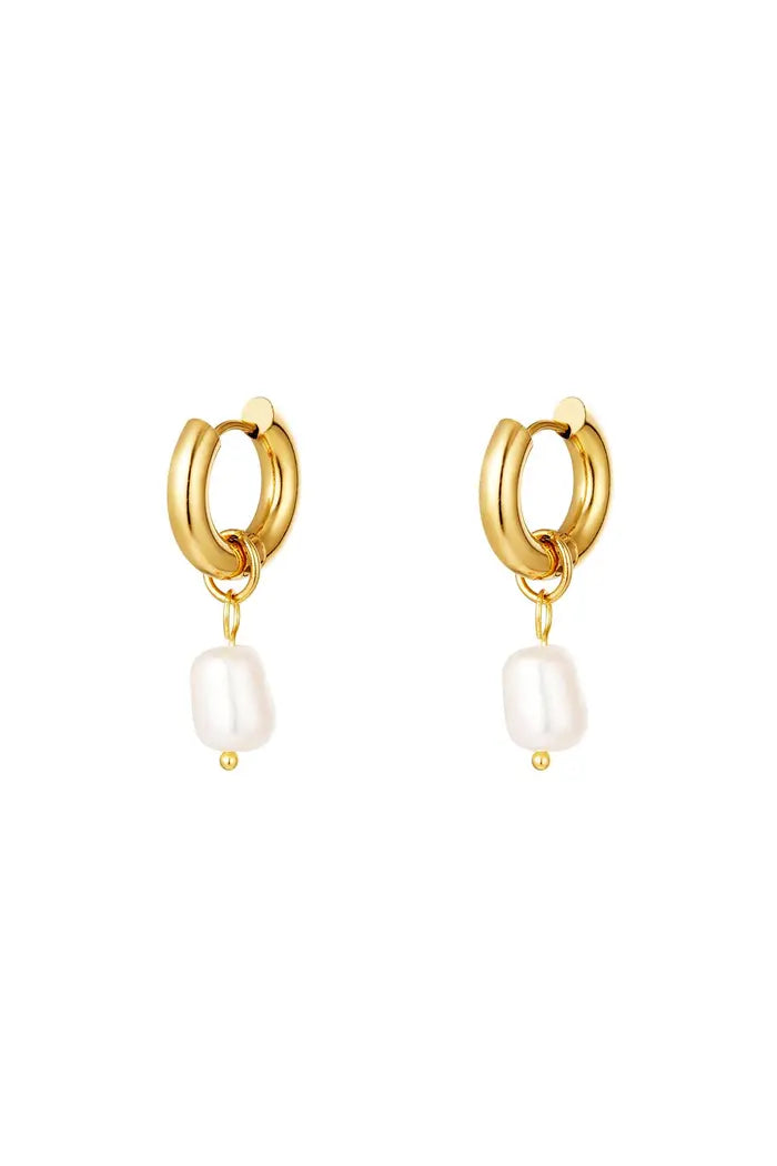 Earrings simple pearl gold
