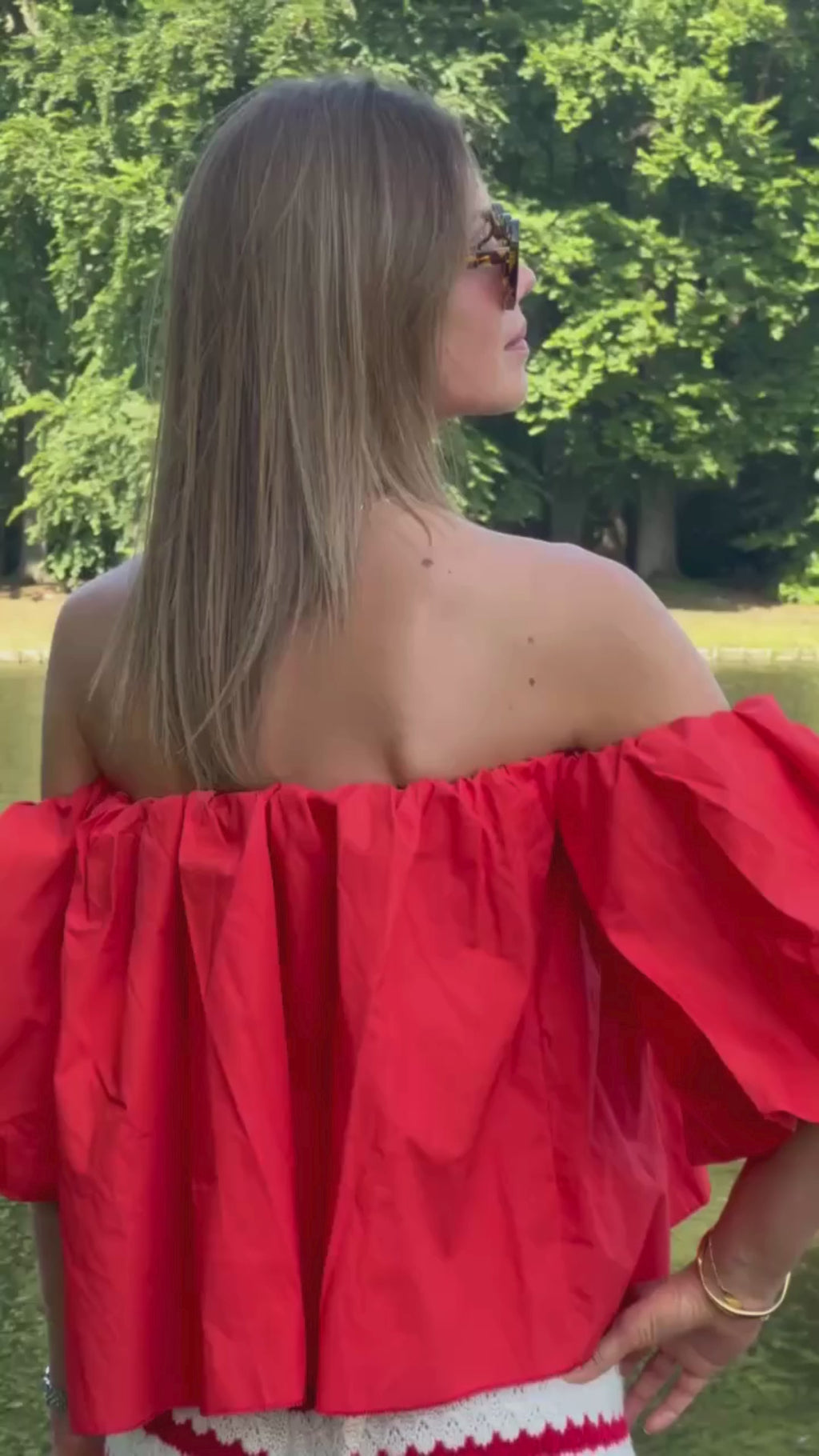 Fran off shoulder cropped blouse coral