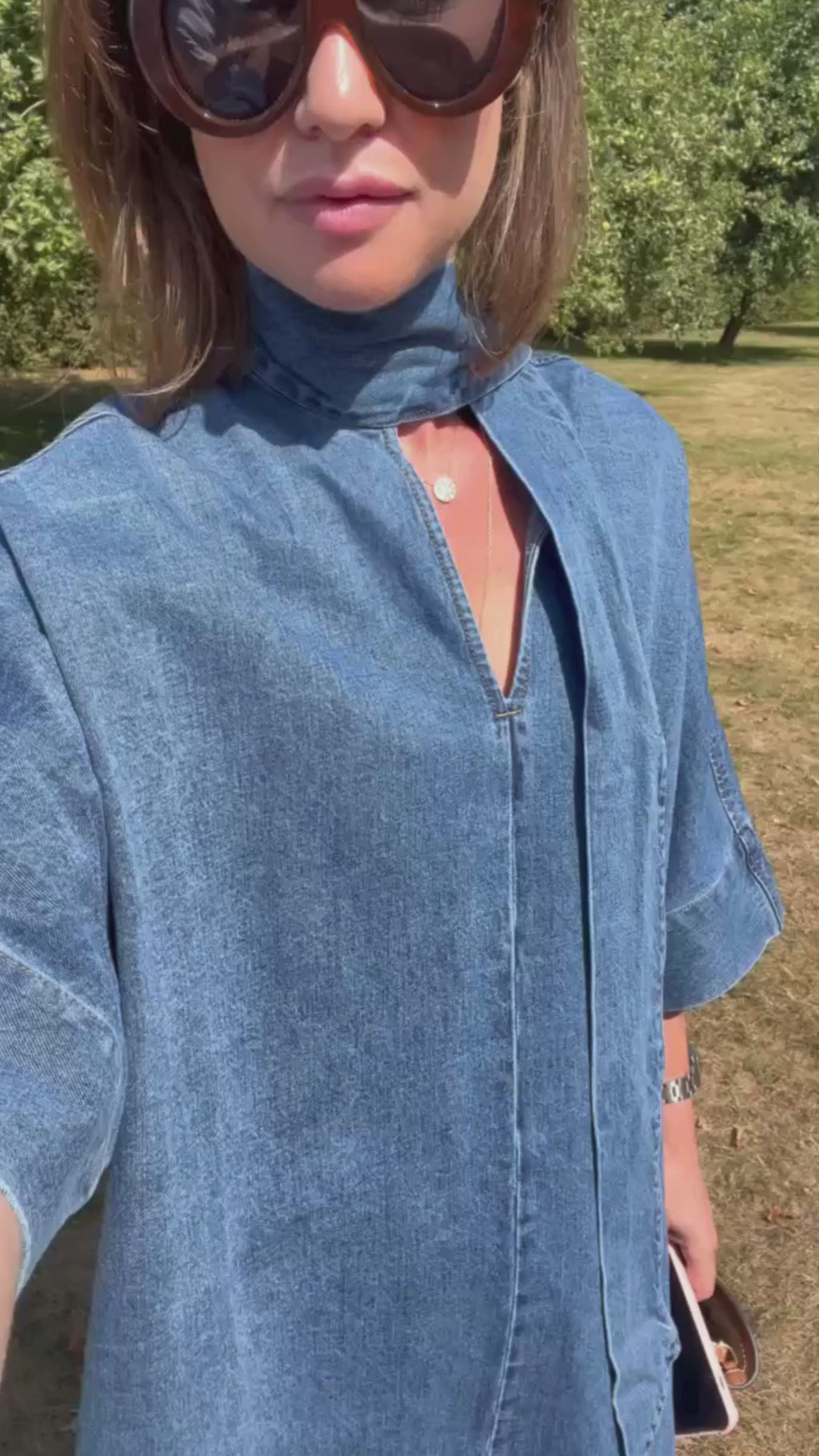 YASLira 3/5 dress medium blue denim