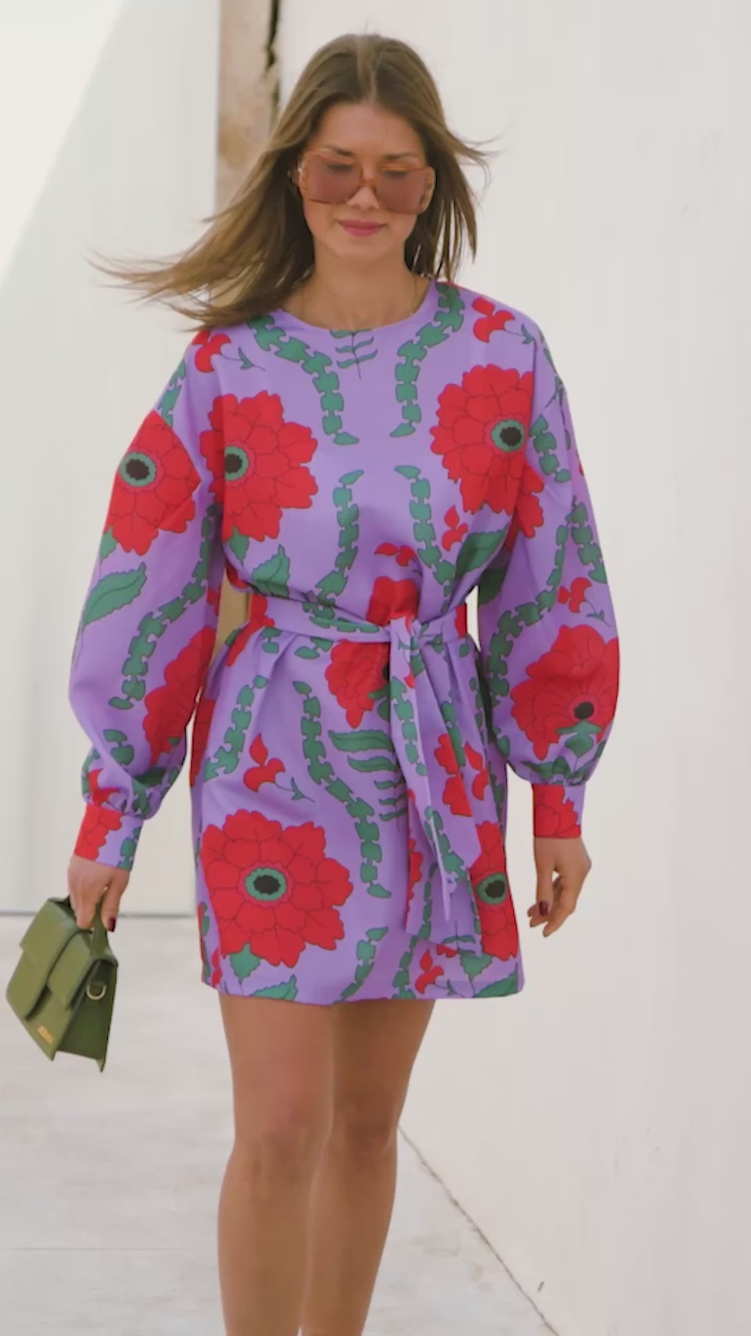 Poppy printed dress - lilac/coral