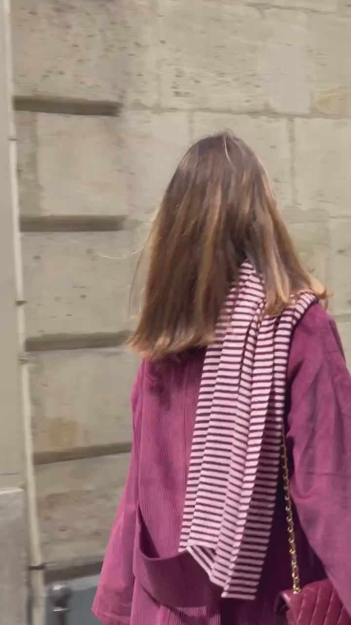 Écharpe rayée Blake aubergine/rose orchidée