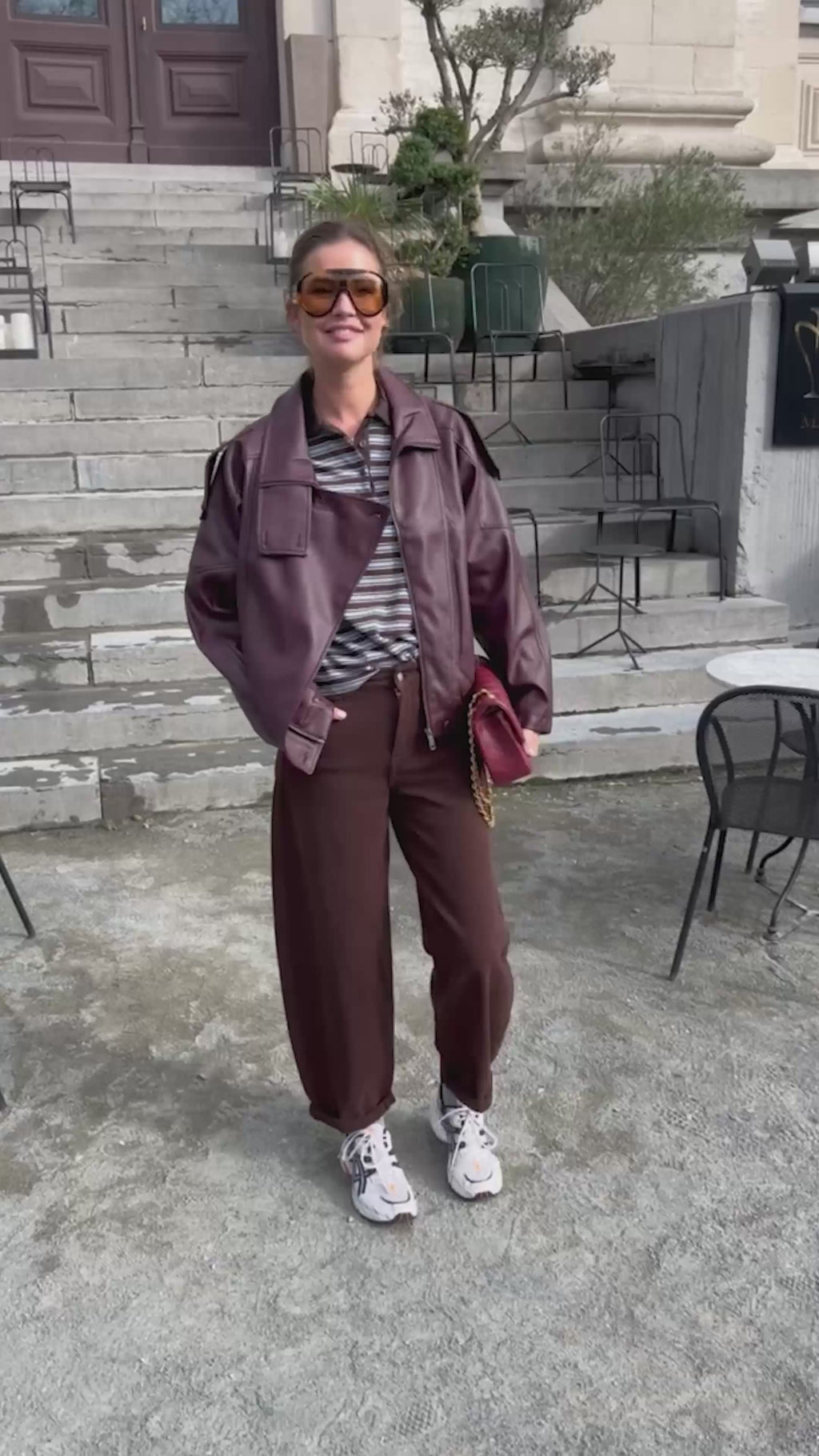 Aubrey leather look jacket burgundy