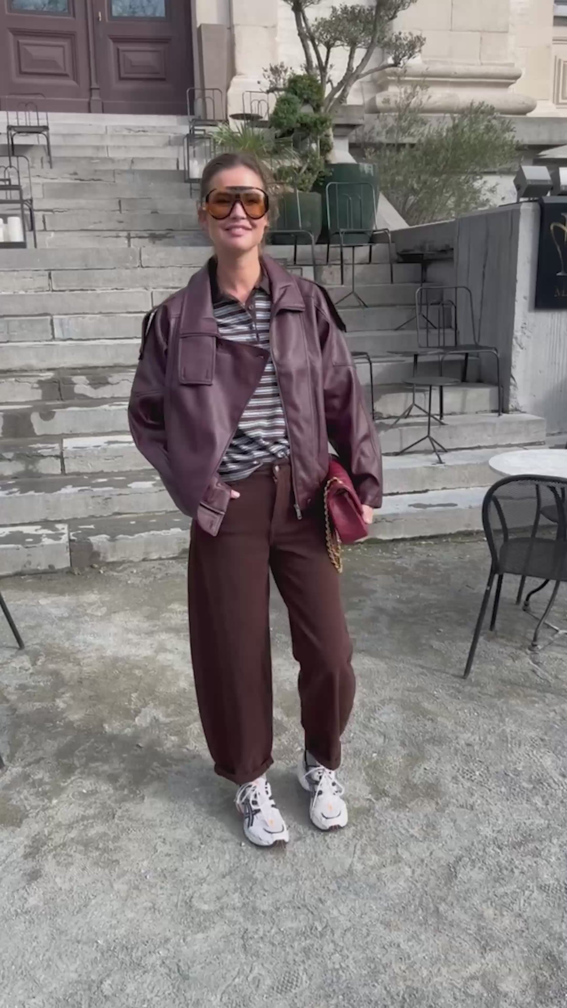 Aubrey leather look jacket burgundy