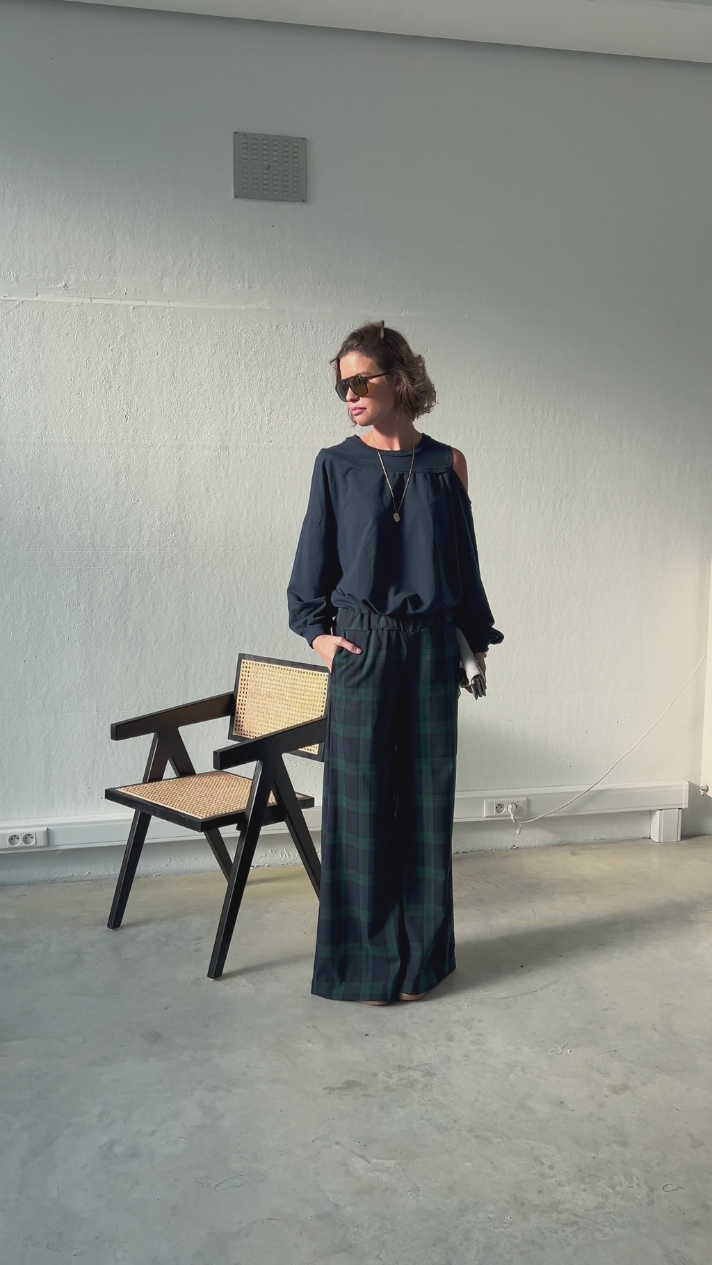 Milan checkered pants navy/green