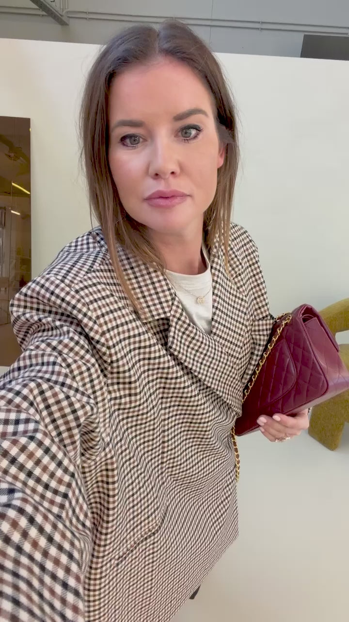 Chloe oversized blazer plaid brown