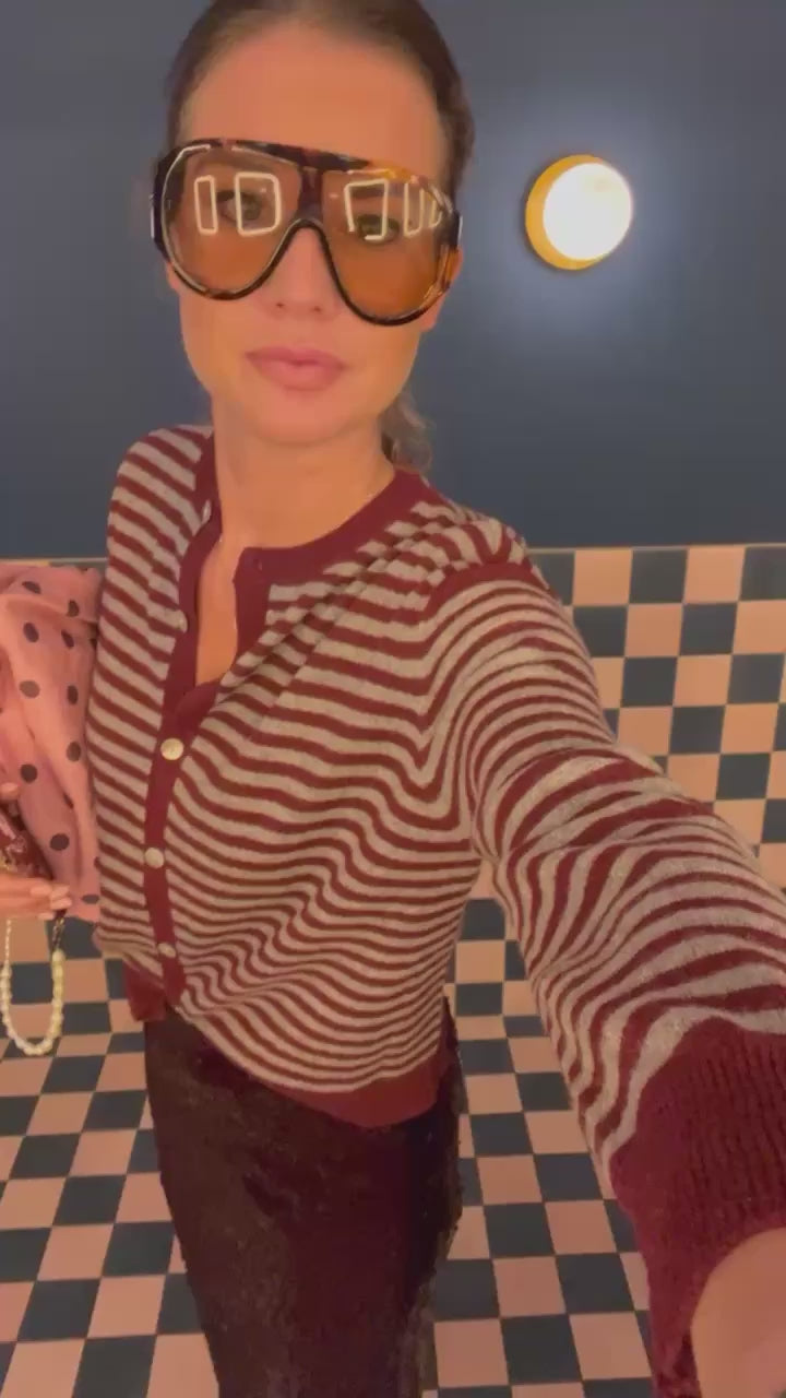 Lisa striped cardigan burgundy/grey