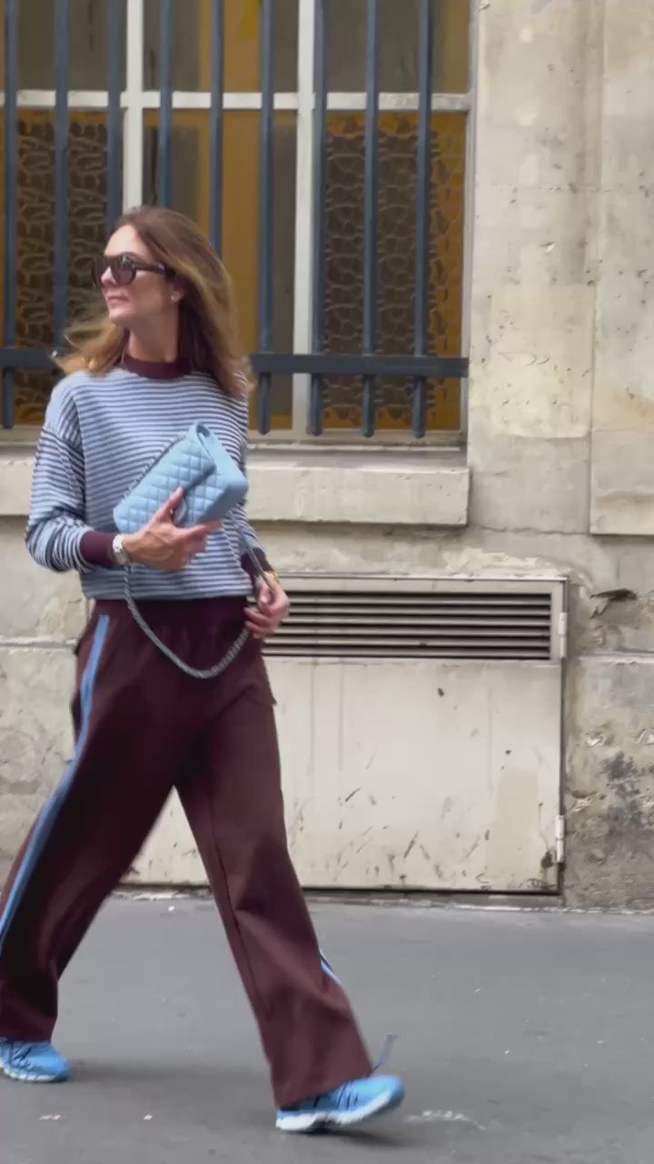 Pull rayé Blake marron chocolat/bleu clair