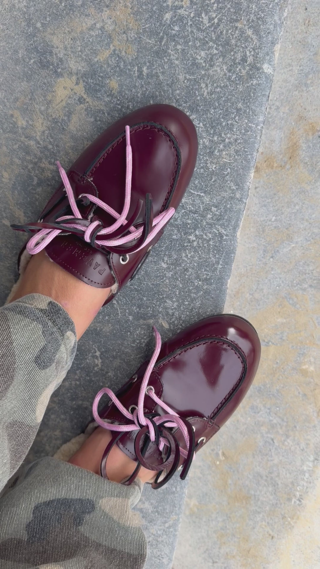 PAYasma lace fur loafers bordeaux polido