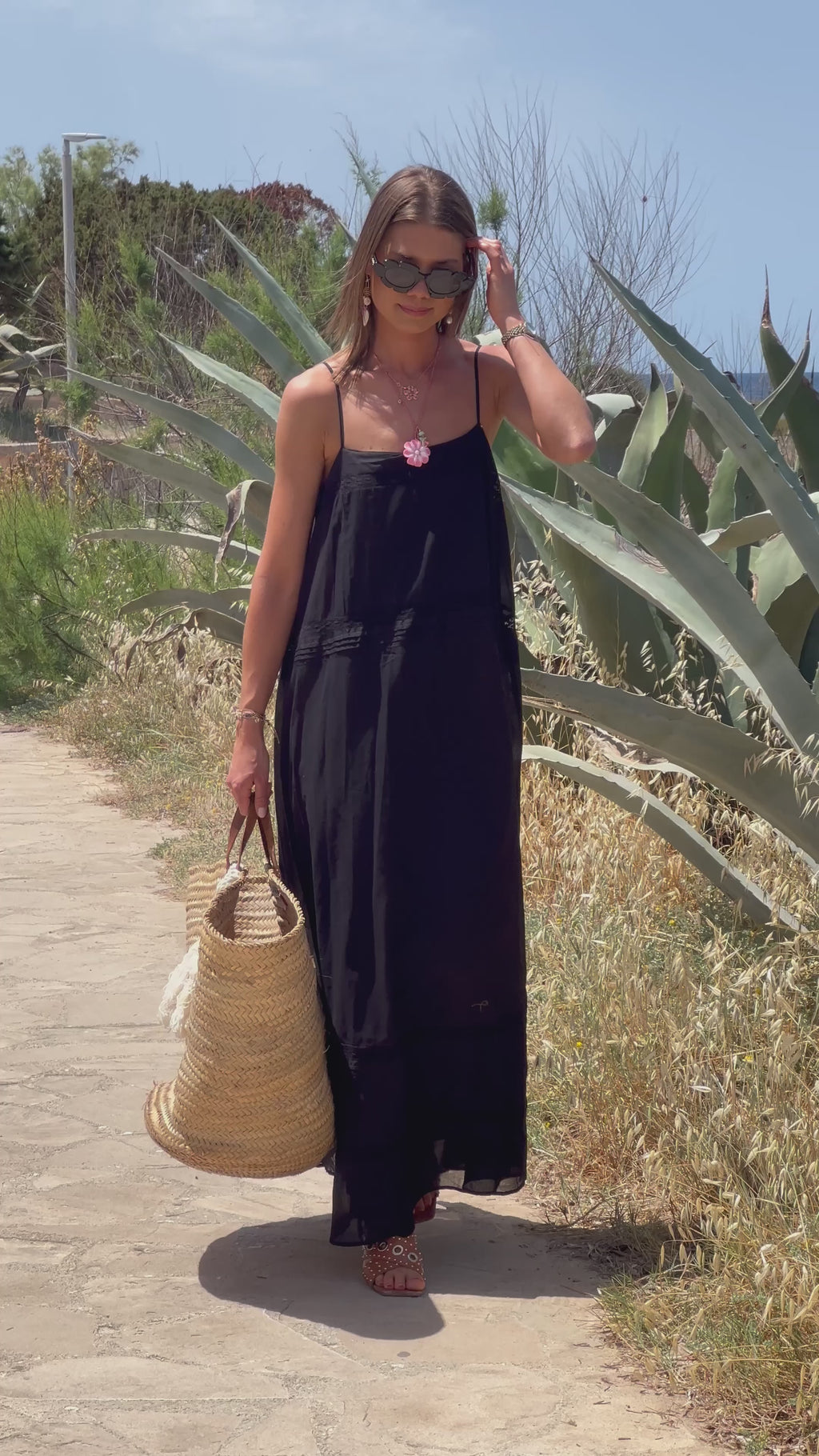 SLFCosima Knöchelriemenkleid schwarz