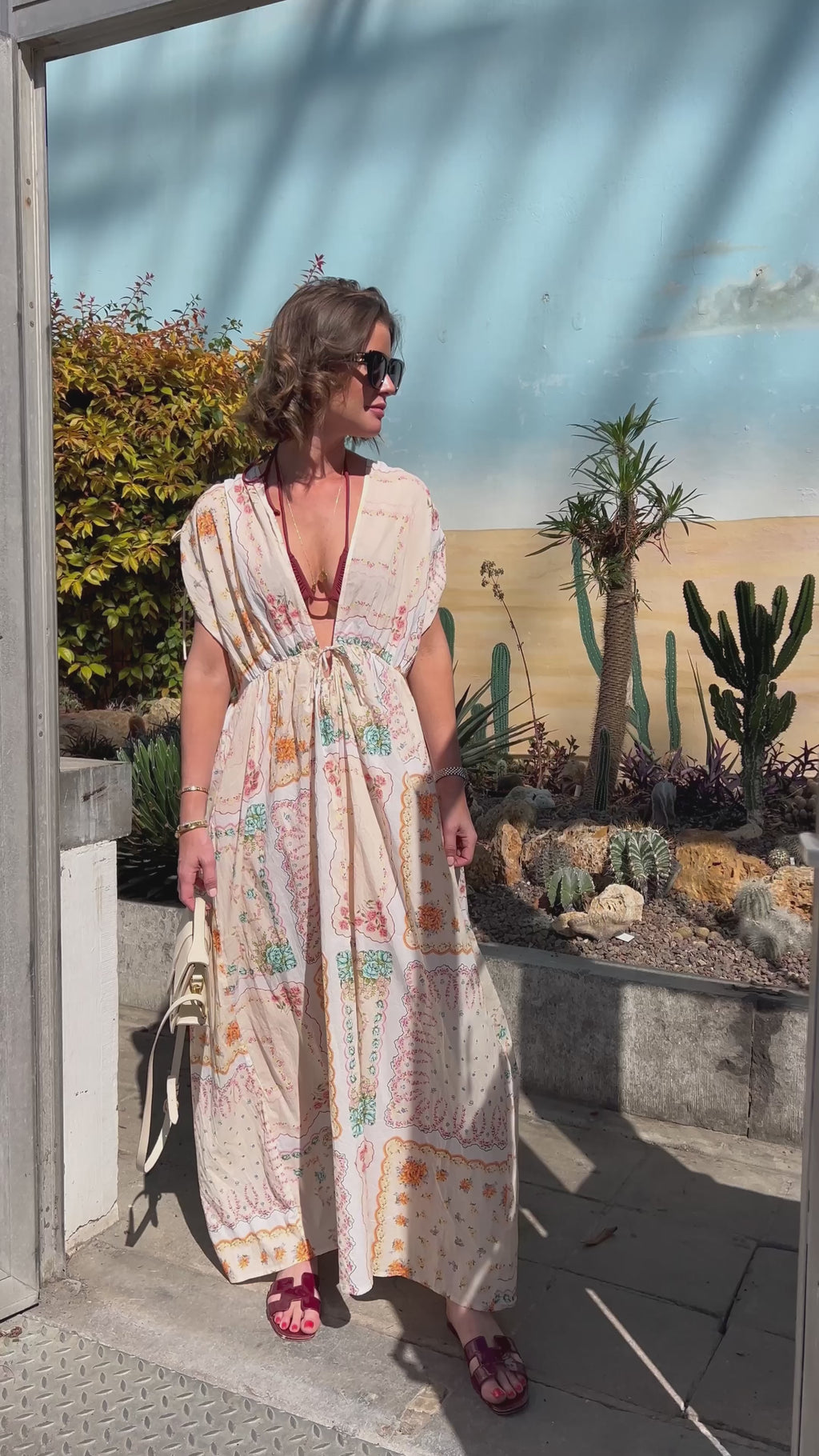 Cotton tissue printed maxi dress