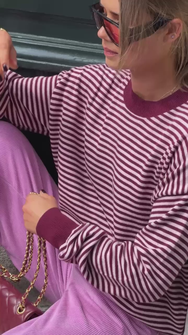 Blake striped jumper aubergine/orchid pink