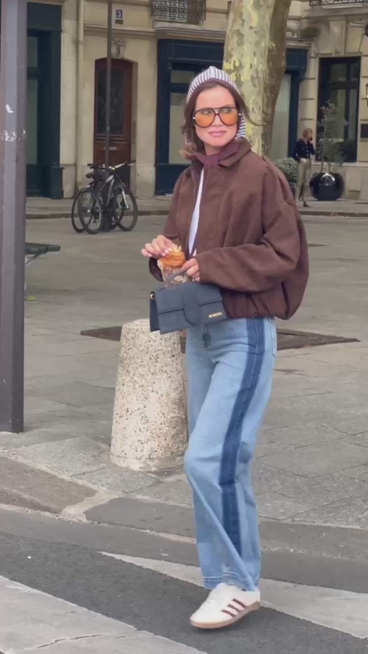 Aurora suede jacket dark brown