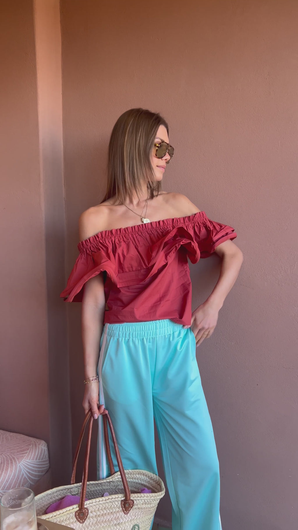 Rhea one shoulder top mahogany