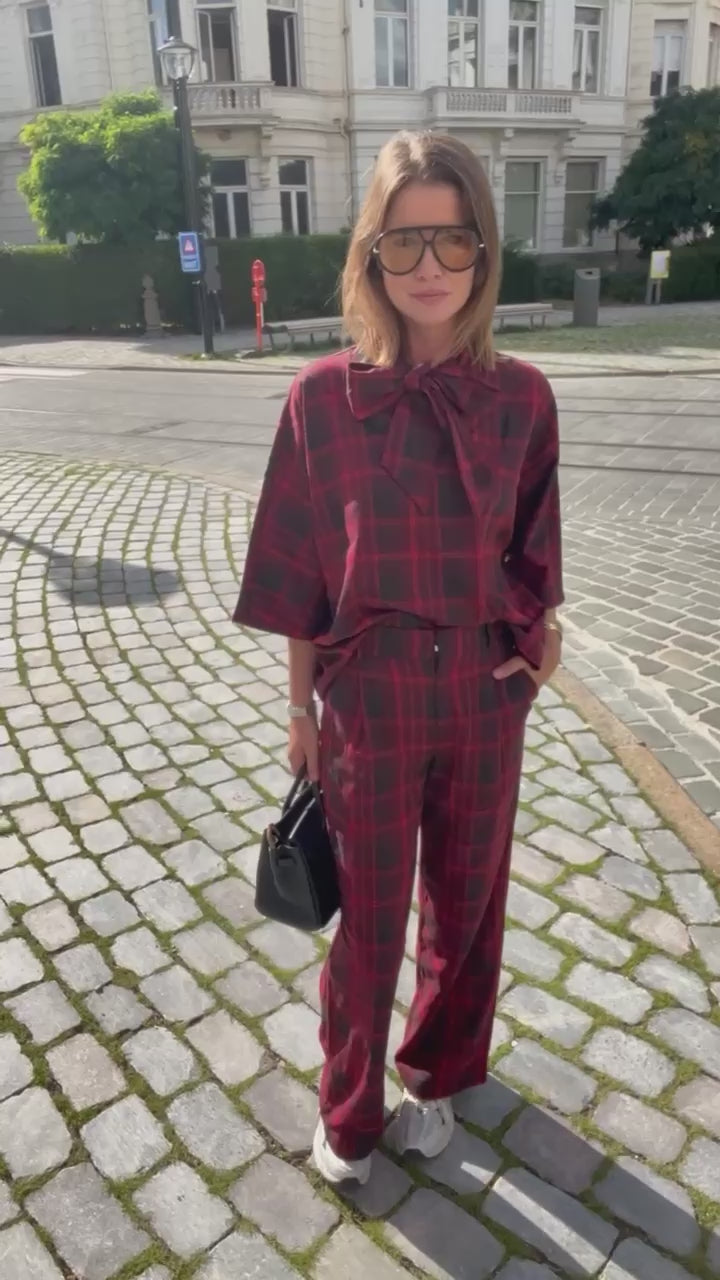 YASEvelina 3/4 tie top port royale/red mix