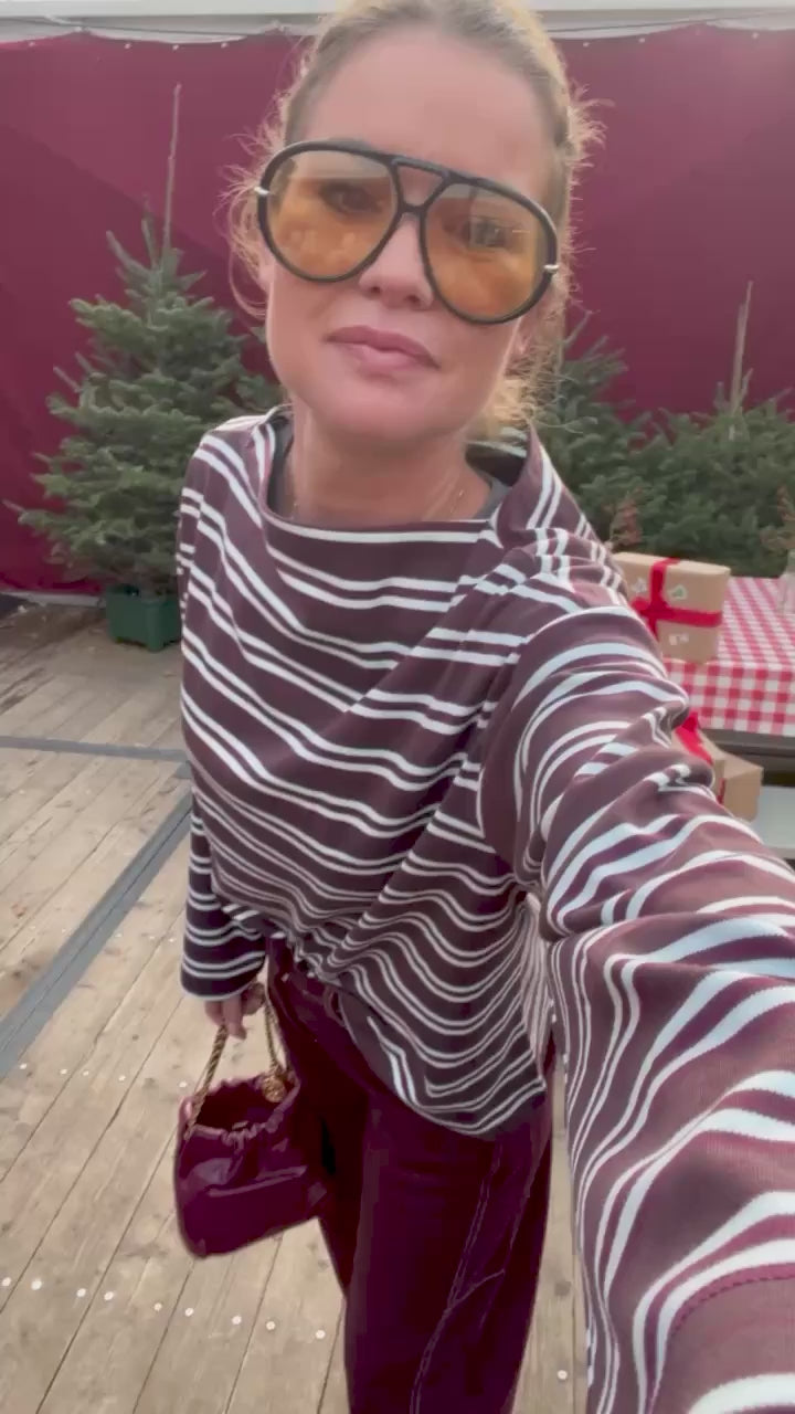 SLFPolly LS boatneck striped tee fig