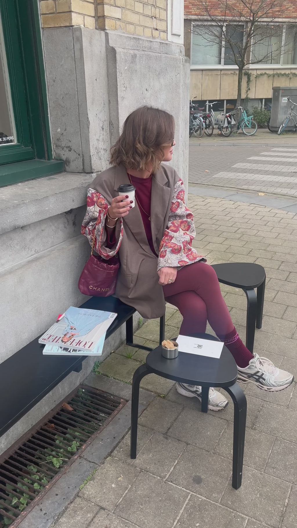 Madeline blazer taupe/burgundy