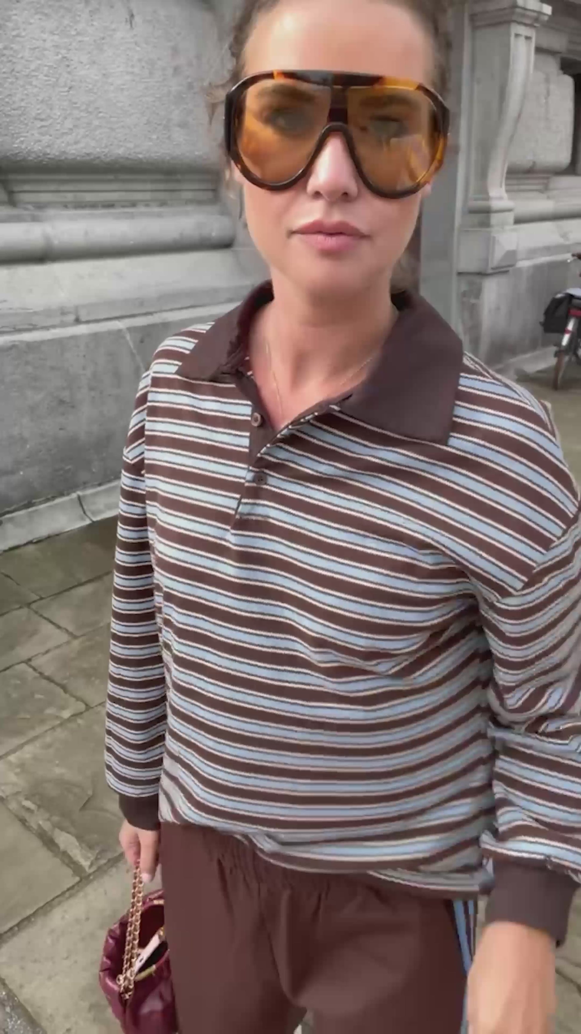 Belinda striped polo brown/light blue