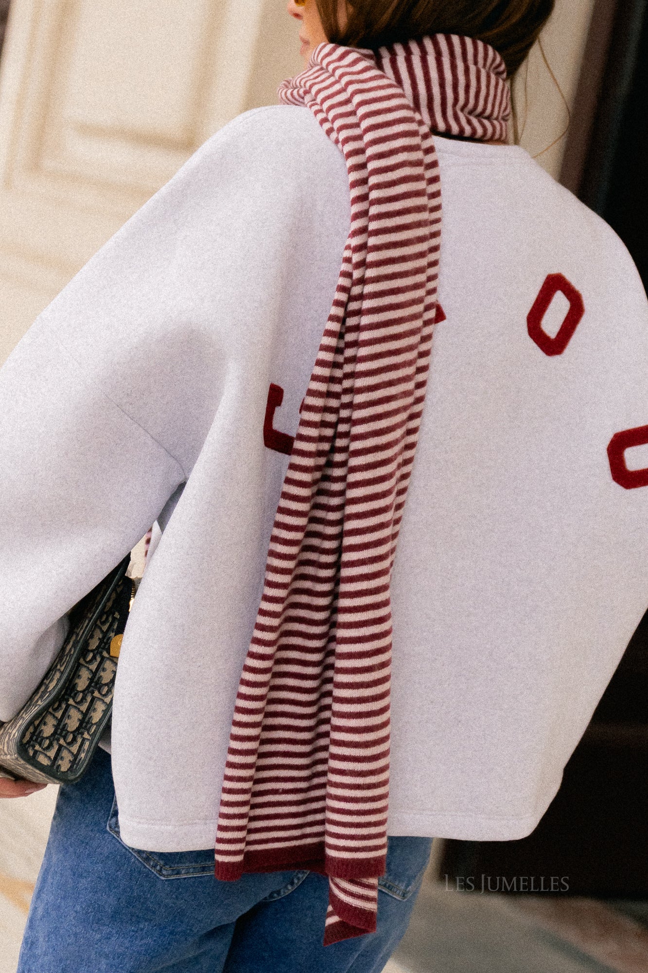 Écharpe rayée Florence rose/bordeaux